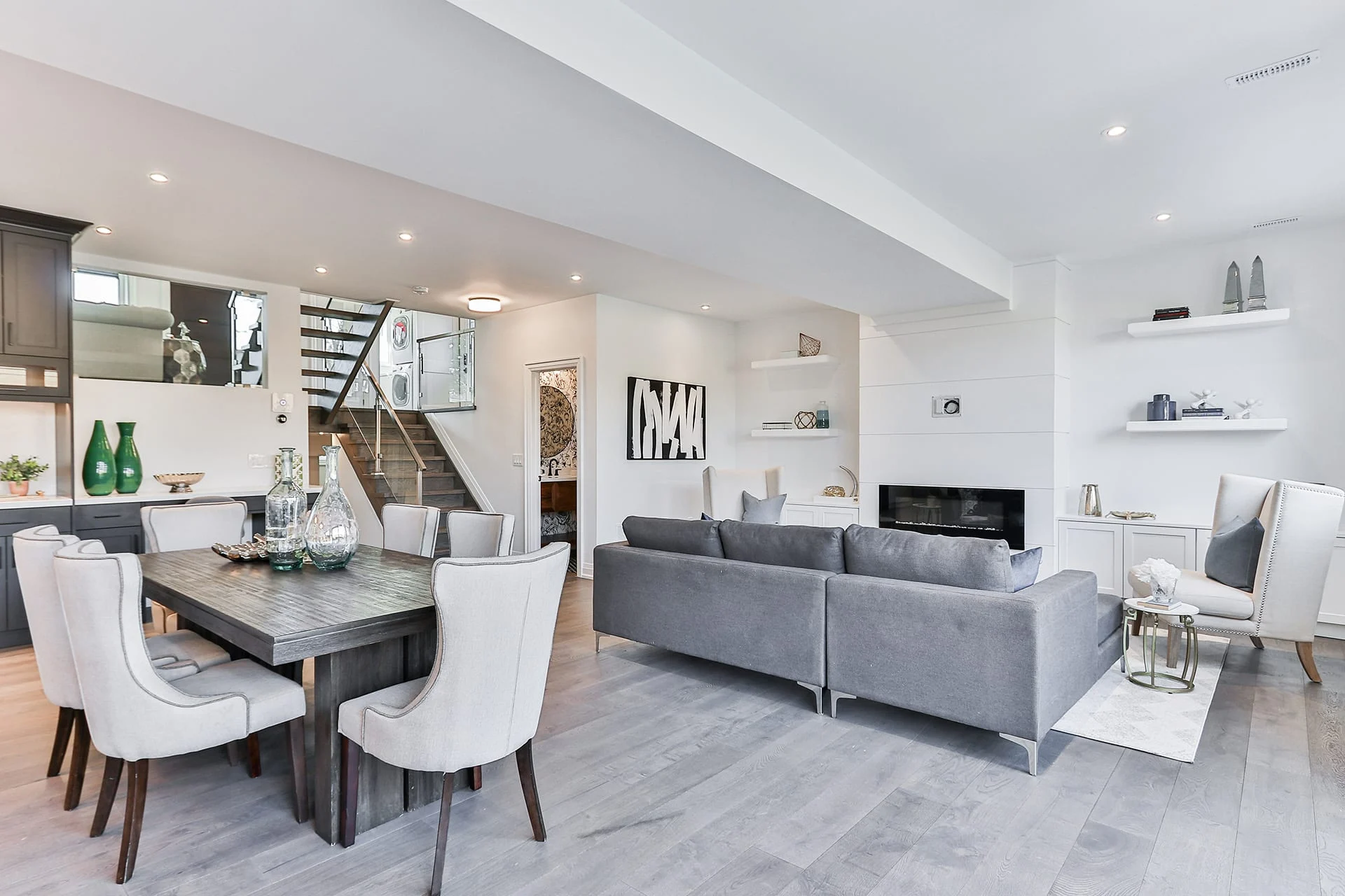 Bright open-plan home with smooth plaster ceilings
